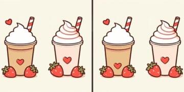 Jogo das diferenças: Encontre 3 erros entre as imagens do milkshake em 10 segundos