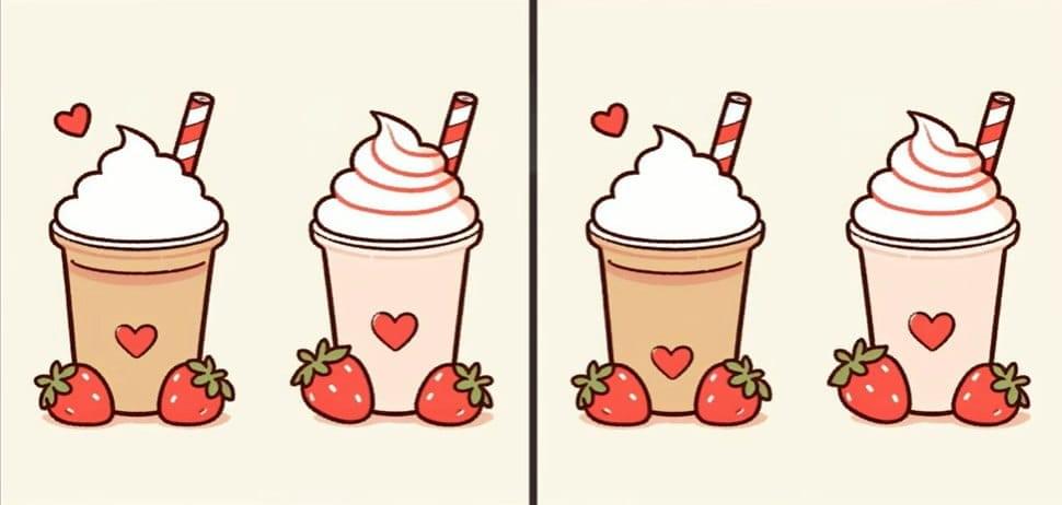 Jogo das diferenças: Encontre 3 erros entre as imagens do milkshake em 10 segundos