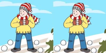 Jogo das diferenças: encontre três erros na imagem do homem na neve em menos de 10 segundos