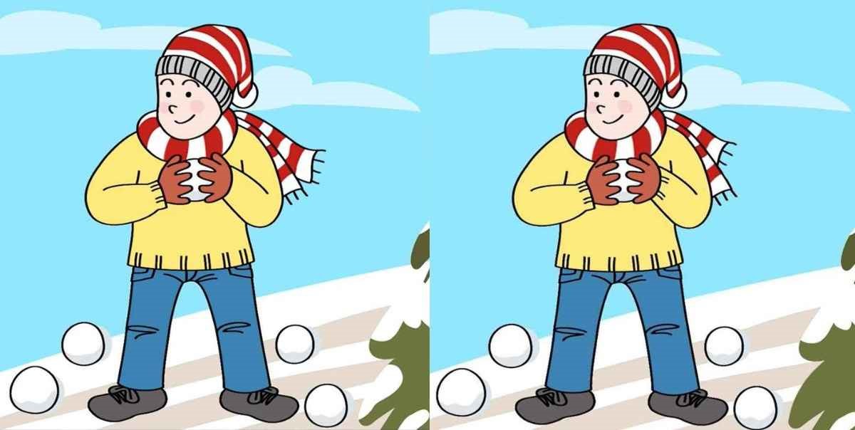 Jogo das diferenças: encontre três erros na imagem do homem na neve em menos de 10 segundos