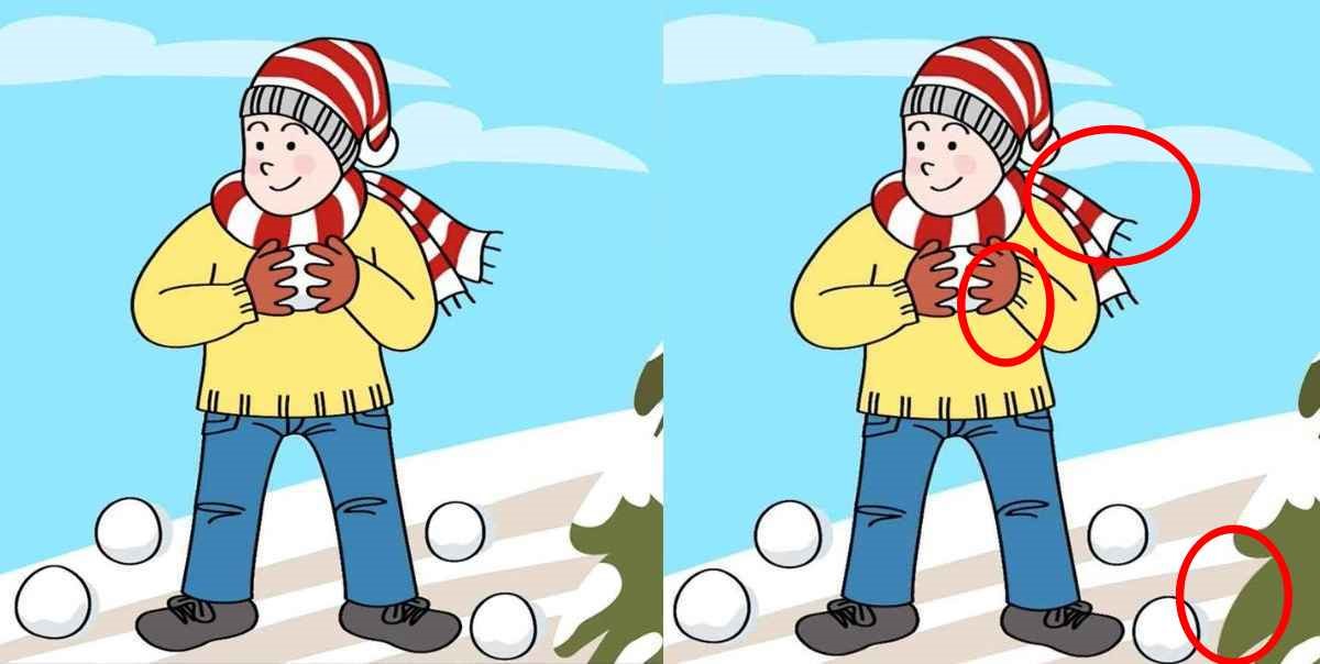 Jogo das diferenças: encontre três erros na imagem do homem na neve em menos de 10 segundos