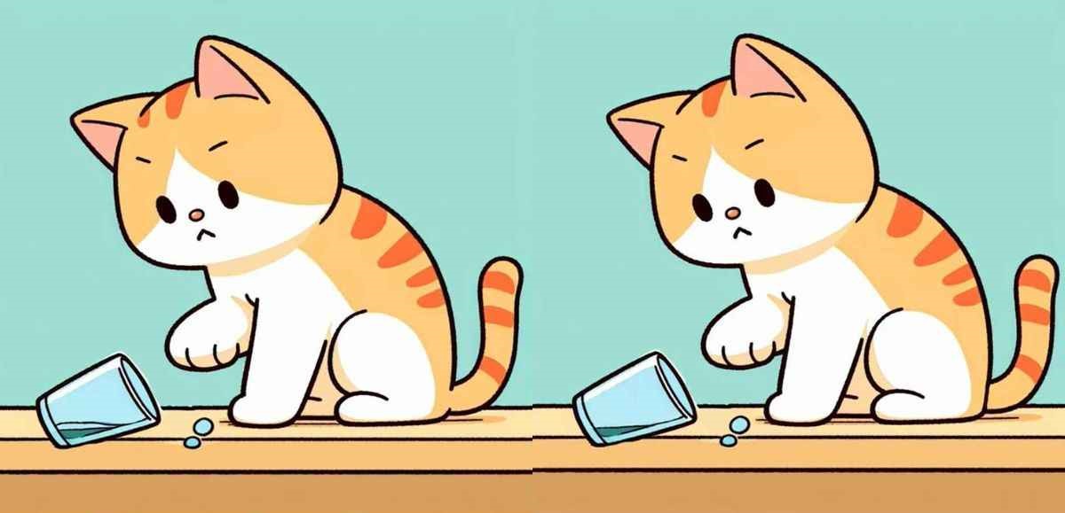 Jogo dos 3 erros: Encontre as diferenças entre as imagens do gatinho em 10 segundos