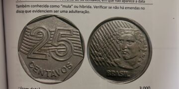Moeda 25 centavos sem data