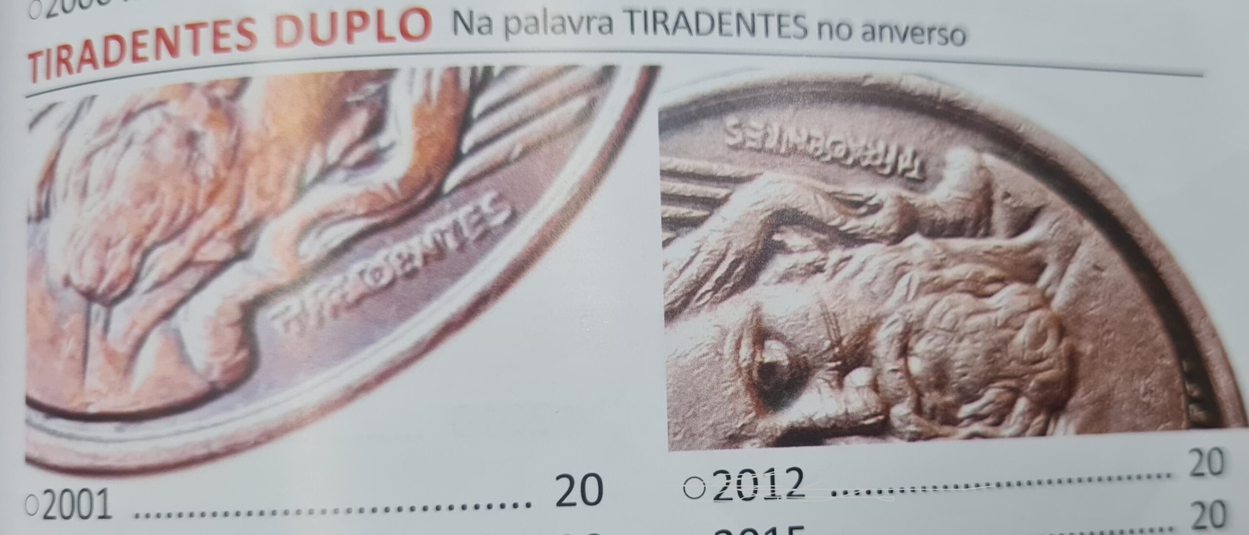 Moeda 5 centavos, Tiradentes duplo anverso, 2001