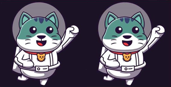 Jogo dos 3 erros: encontre as diferenças entre as imagens do gato astronauta