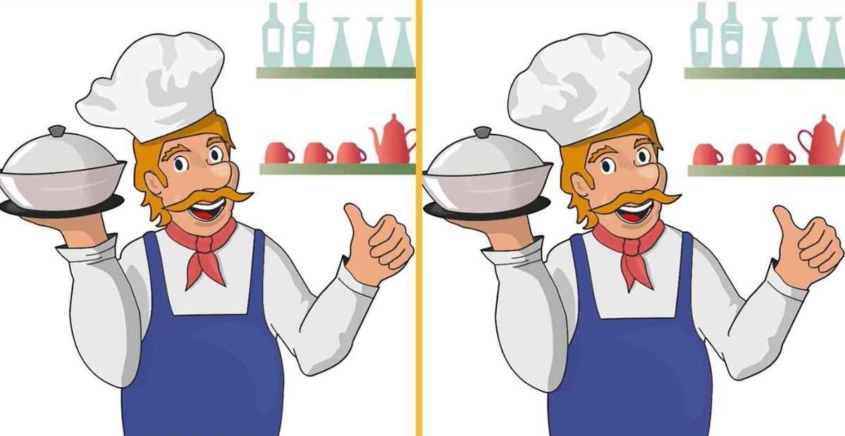 Jogo das diferenças: encontre 3 erros entre as imagens do chef em menos de 10 segundos