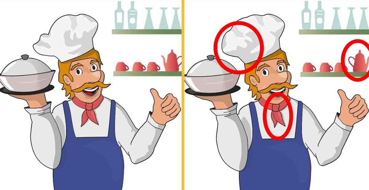 Jogo das diferenças: encontre 3 erros entre as imagens do chef em menos de 10 segundos