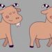Desafio visual de encontrar cinco diferenças entre duas cabras desenhadas.