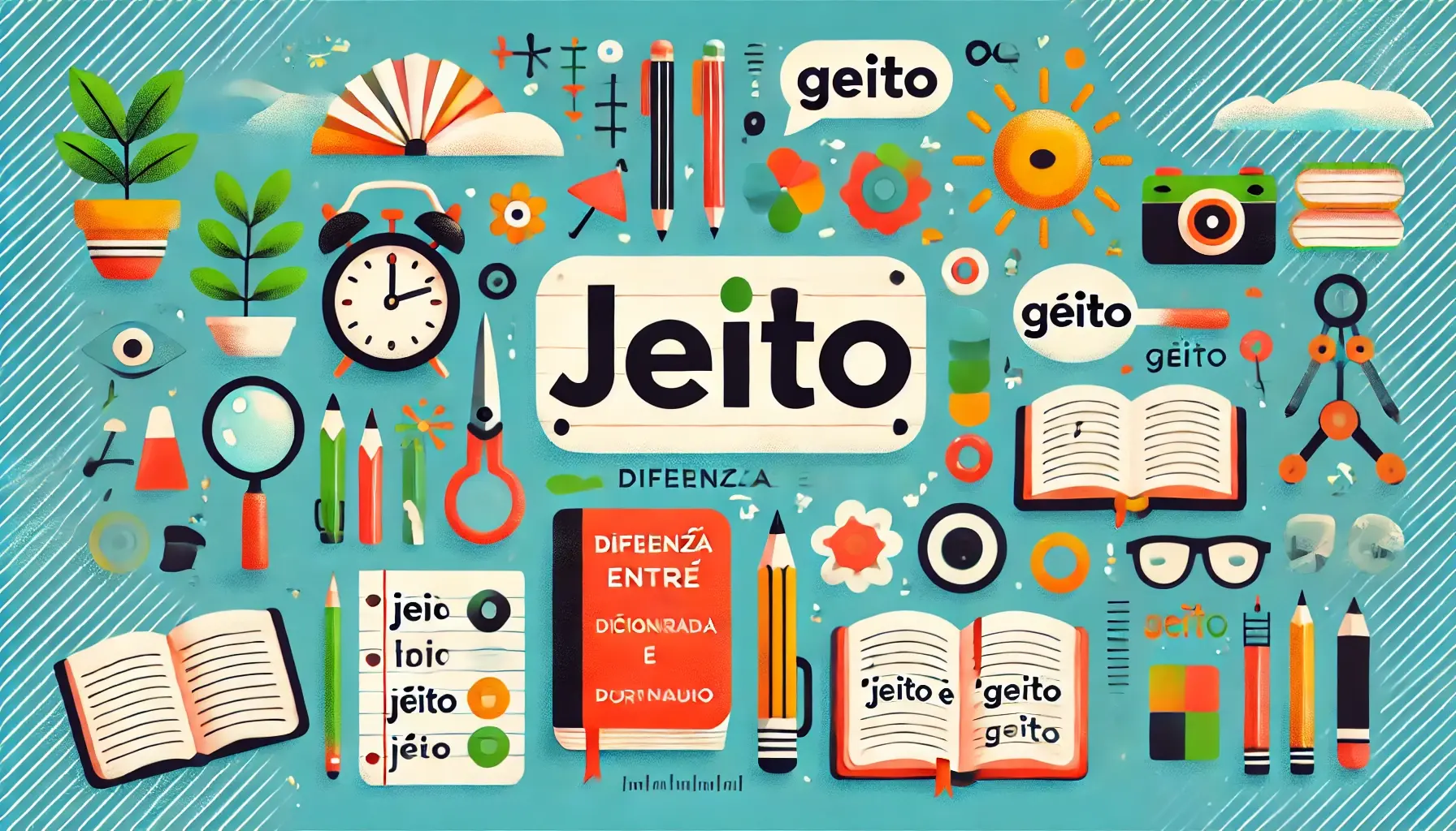 Diferença entre "Jeito" e "Geito" explicada de forma clara e ilustrativa.