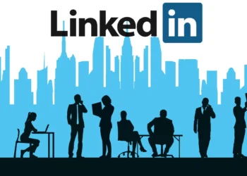 Ilustração de profissionais de negócios trabalhando, simbolizando o uso do LinkedIn empregos para encontrar oportunidades de forma segura.