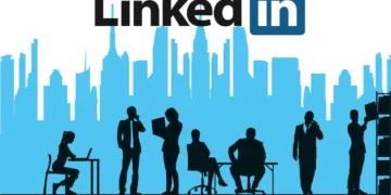 Ilustração de profissionais de negócios trabalhando, simbolizando o uso do LinkedIn empregos para encontrar oportunidades de forma segura.