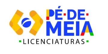 Logo do Pé-de-Meia Licenciaturas com detalhes coloridos e simbologia de bolsa de estudo.