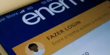 Login no site do ENEM, acessando com a conta de usuário no celular.