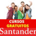 Grupo de jovens sorrindo com os polegares para cima e texto 'Cursos Gratuitos Santander' na parte inferior