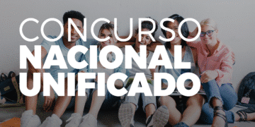 Imagem promocional do Concurso Nacional Unificado (CNU) 2025 com grupo de jovens sorrindo e texto destacado