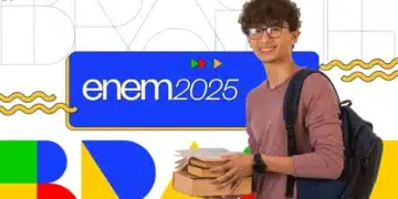 Jovem estudante segurando livros e mochila, representando o Enem 2025.