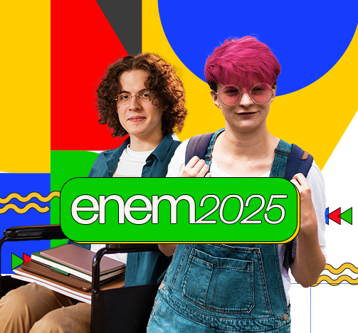 Estudantes jovens com mochilas e livros, representando diversidade e acessibilidade no Enem 2025.