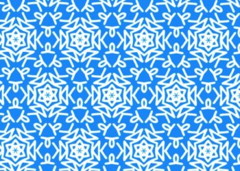 Desafio lógico com um padrão visual com formas geométricas e letra M camuflada entre símbolos brancos sobre fundo azul