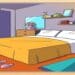 Teste visual em um quarto moderno e organizado com cama de casal e decoração aconchegante