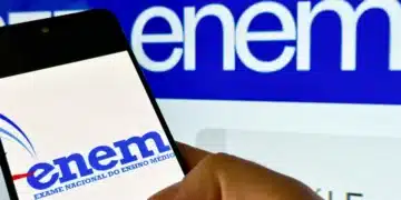 Logotipo do Enem 2025, com foco no exame nacional para ensino médio.