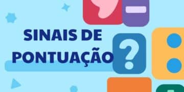 Sinais de pontuação ilustrados: vírgula, ponto de interrogação, dois pontos, ponto final e ponto de exclamação.