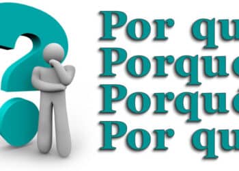 Imagem explicativa sobre as diferentes formas de usar 'por que', 'porque', 'porquê' e 'por que'.