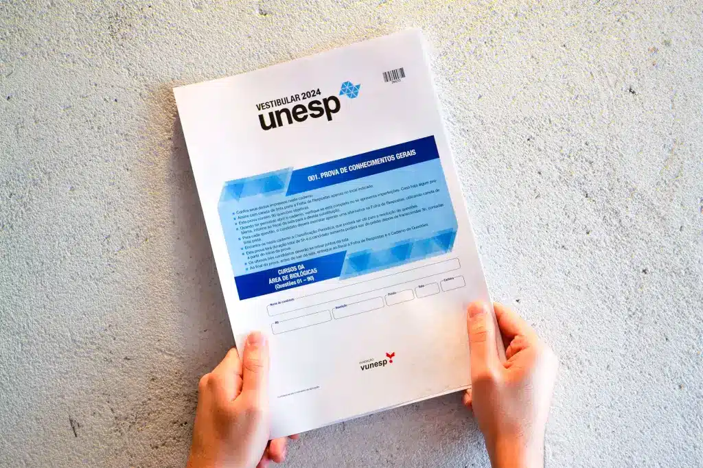 Manual do Candidato da Unesp 2026: Baixe aqui 1 Capa da prova do vestibular 2024 da UNESP, destacando o cabeçalho e a identificação do exame.
