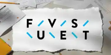 Logo do vestibular Fuvest 2026 com fundo de estudos e documentos, refletindo a novidade da escolha do local de prova.