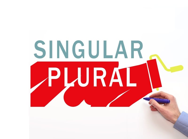 Ilustração do conceito de singular e plural com as palavras sendo destacadas em diferentes cores.