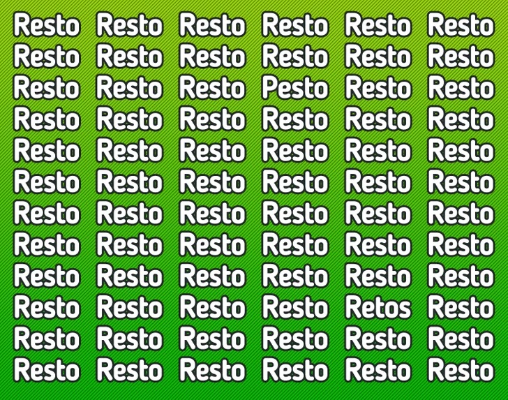 Teste visual com a palavra Resto repetida várias vezes sobre fundo verde degradê