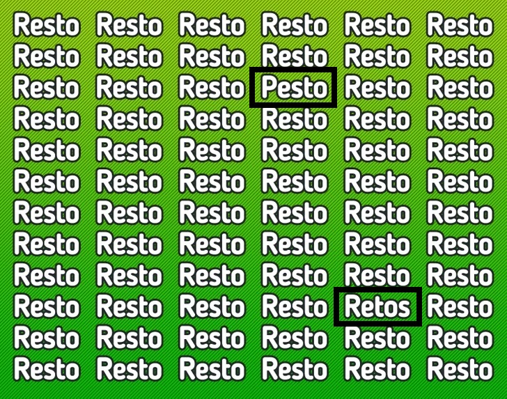 Teste visual com a palavra Resto repetida várias vezes sobre fundo verde degradê