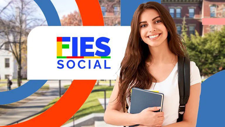 Logo do FIES Social com estudante sorrindo em ambiente universitário"Título: "FIES Social - Oportunidades de financiamento estudantil em 2025