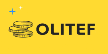 Logo da OLITEF em preto sobre fundo amarelo, com o desenho de moedas à esquerda, representando a Olimpíada do Tesouro Direto de Educação Financeira.