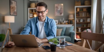 Profissão de assistente virtual trabalhando remotamente, com foco em flexibilidade e ganhos em dólar.