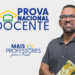 Logotipo oficial da Prova Nacional Docente (PND) e o lema "Mais Professores para o Brasil", ao lado de um professor sorridente segurando um caderno.