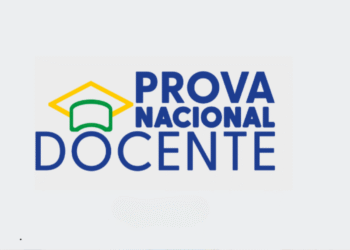 Logotipo da Prova Nacional Docente (PND) com ilustração de capelo em amarelo e verde.