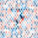 Teste de QI com um padrão abstrato com formas geométricas em tons de azul, coral e branco