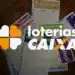 Cartelas de várias loterias da Caixa Econômica Federal, incluindo Mega-Sena, Quina e Dia de Sorte.
