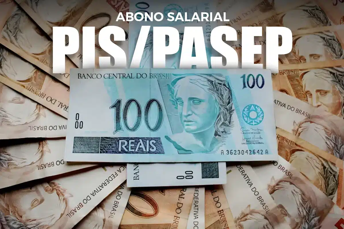 Cédulas de dinheiro brasileiro com destaque para nota de 100 reais representando Abono Salarial PIS/PASEP. Abono Salarial PIS/PASEP 2025 - Guia Completo