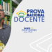 Professor sorridente com livros na biblioteca, com logo da Prova Nacional Docente (PND) e a mensagem "Mais Professores para o Brasil".