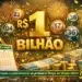 Mega da Virada: Como apostar online nos últimos minutos e ainda entrar na disputa pelo prêmio 10 Ilustração com prêmio de 1 bilhão de reais, bolas de sorteio e pessoa segurando cartela da Mega da Virada.