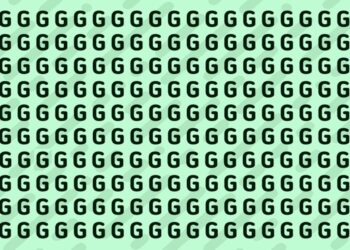 Teste visual com muitas letras G pretas em várias linhas sobre fundo verde.