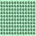 Teste visual com uma imagem mostrando muitas letras G maiúsculas em repetição sobre um fundo verde.