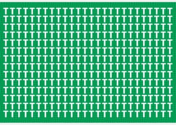Teste visual com um padrão formado por letras T maiúsculas brancas repetidas em múltiplas linhas sobre um fundo verde