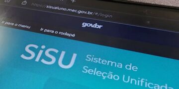 Tela de um computador exibindo a página de login do SiSU (Sistema de Seleção Unificada) com o logotipo do Governo Federal (gov.br) no topo e a barra de endereços do navegador visível.