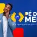 Jovem segurando cartão do Pé-de-Meia com expressão pensativa ao lado do logotipo do programa poupança do ensino médio.