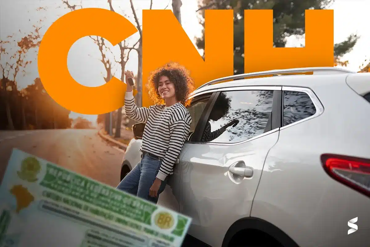 CNH brasileira agora válida em Portugal Motorista brasileira com CNH sorrindo ao lado do carro, com a CNH brasileira visível.