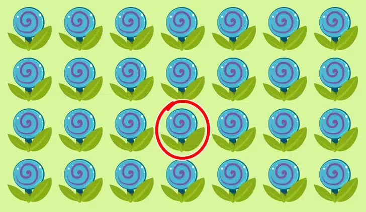 Desafio visual: encontre o doce diferente Desafio visual com vários doces em estilo de desenho animado, sendo que um deles é diferente dos demais.