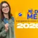 Imagem de uma estudante sorrindo, com mochila, em frente a um fundo amarelo com o logo do programa Pé-de-Meia e o texto 'A poupança do ensino médio 2026'.