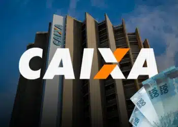 Logo da CAIXA com imagem do prédio da instituição e cédulas de 100 reais, destacando a liberação da primeira rodada do ressarcimento PIS/PASEP em 26 de janeiro.